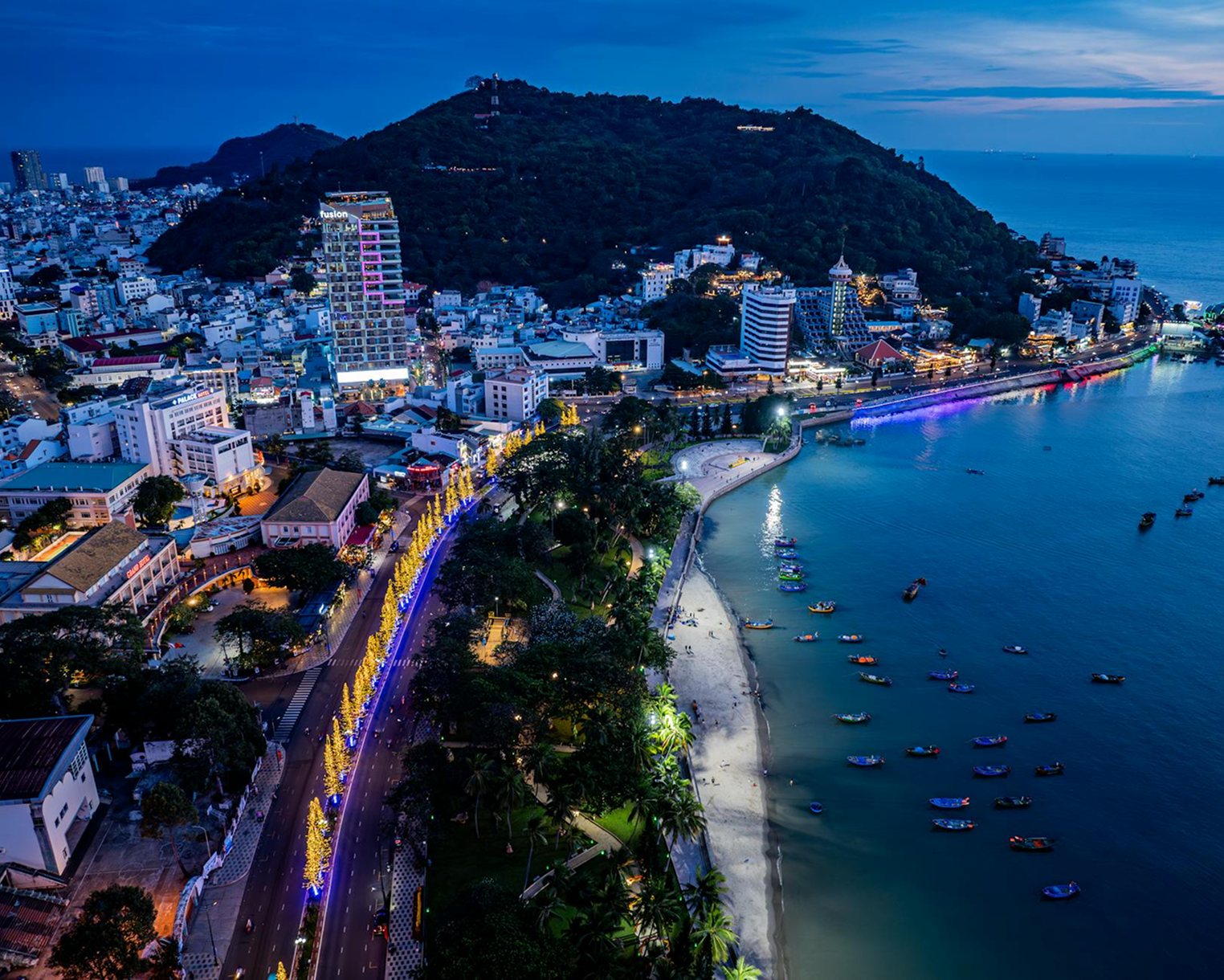 Coastal city at night representing Rita Industries' Asia Pacific export market